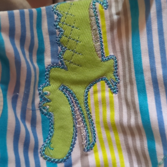 NWT Infant Romper by duck duck Goose.Blue & green stripes with Cute alligator. H - Picture 4 of 10